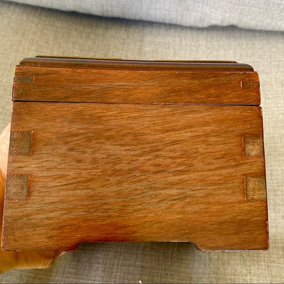 Vintage Wooden Brass Ornate Jewelry Box - Picture 12 of 16